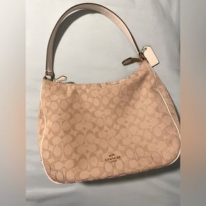 Coach khaki/tan & chalk leather shoulder bag